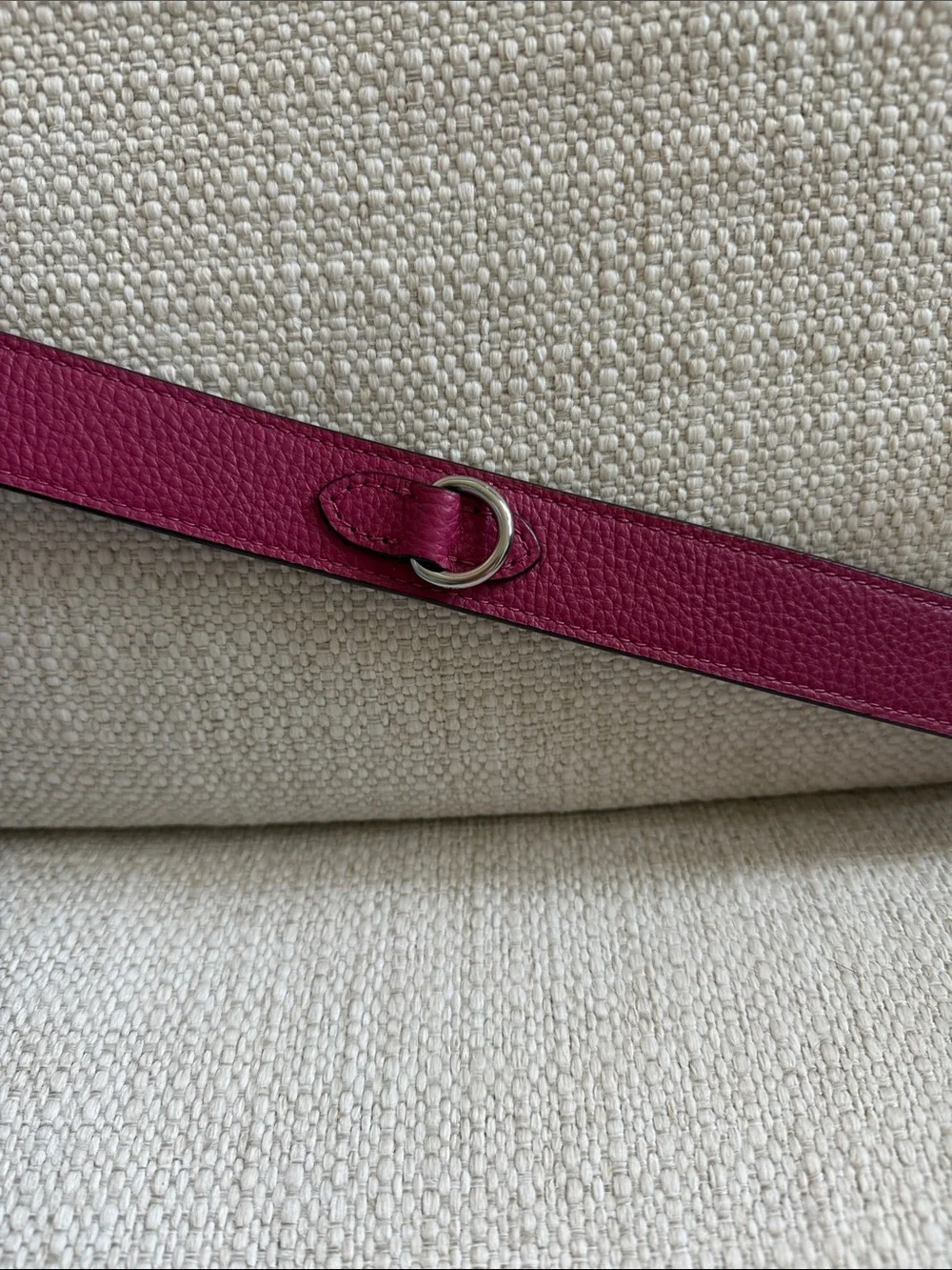 Coach Gray Pebbled Leather Crossbody with Magenta Trim